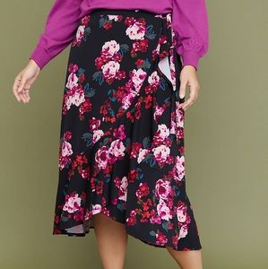 Like New - worn twice Floral Printed Faux Wrap Skirt